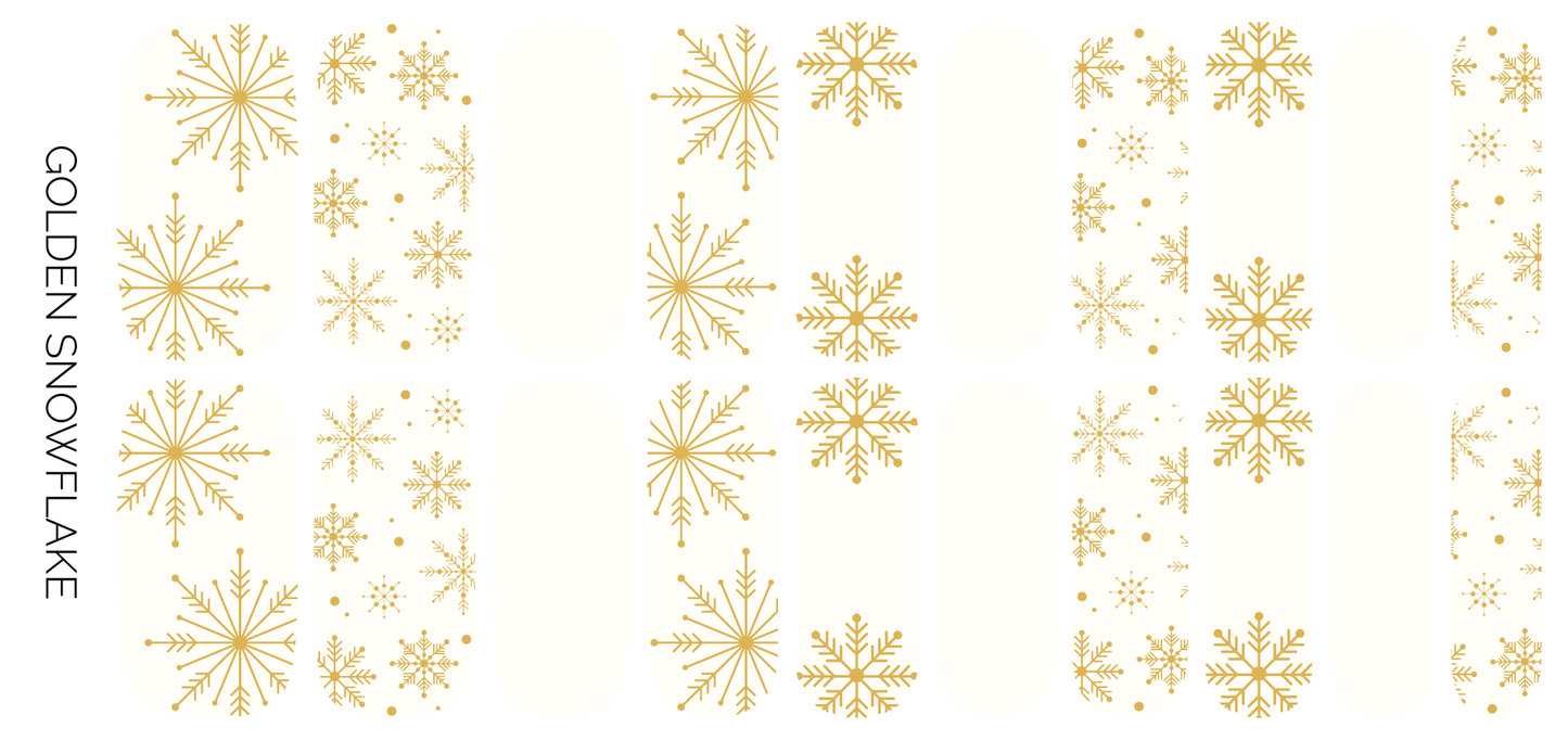 Golden Snowflake | Cream & Gold Foil Snowflakes Nail Wraps