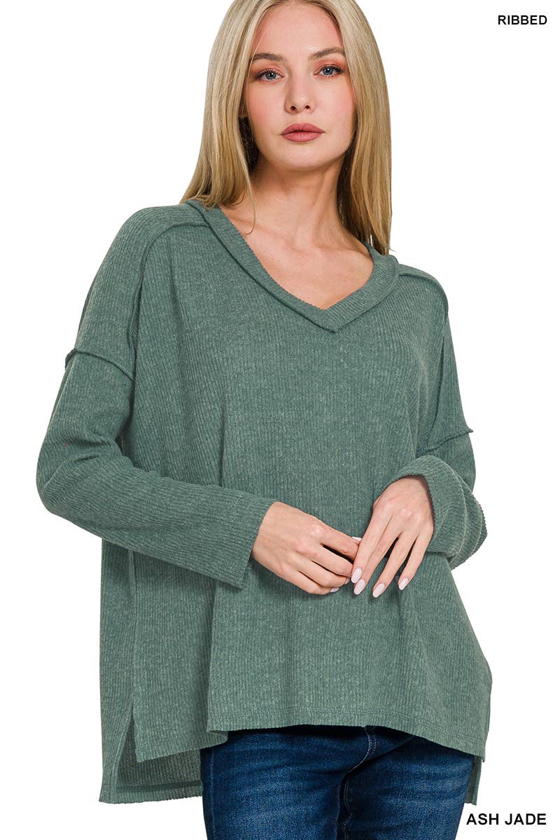 Ash jade Ribbed Hacci top