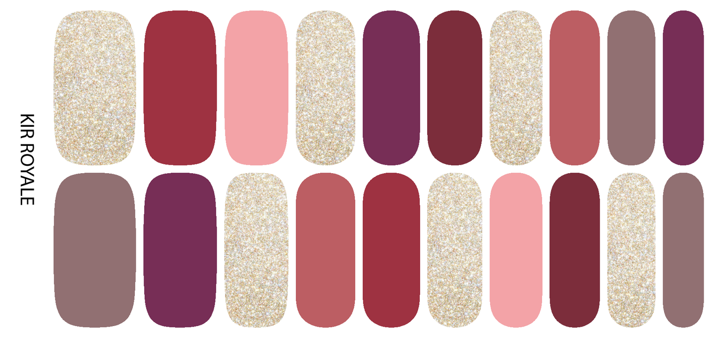 Kir Royale | Mixed Berry & Champagne Glitter Nail Art Wrap