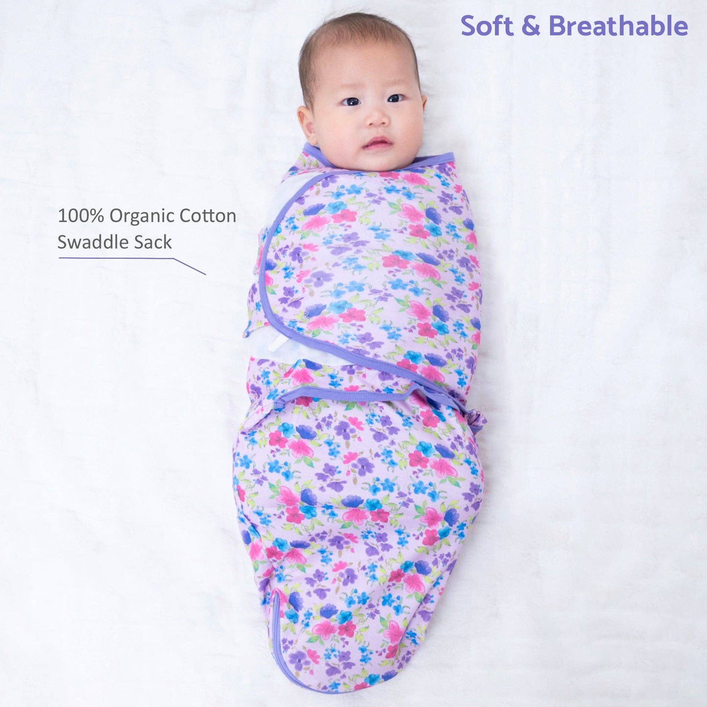 Field of Dreams Cotton Velcro Newborn Swaddle Sack