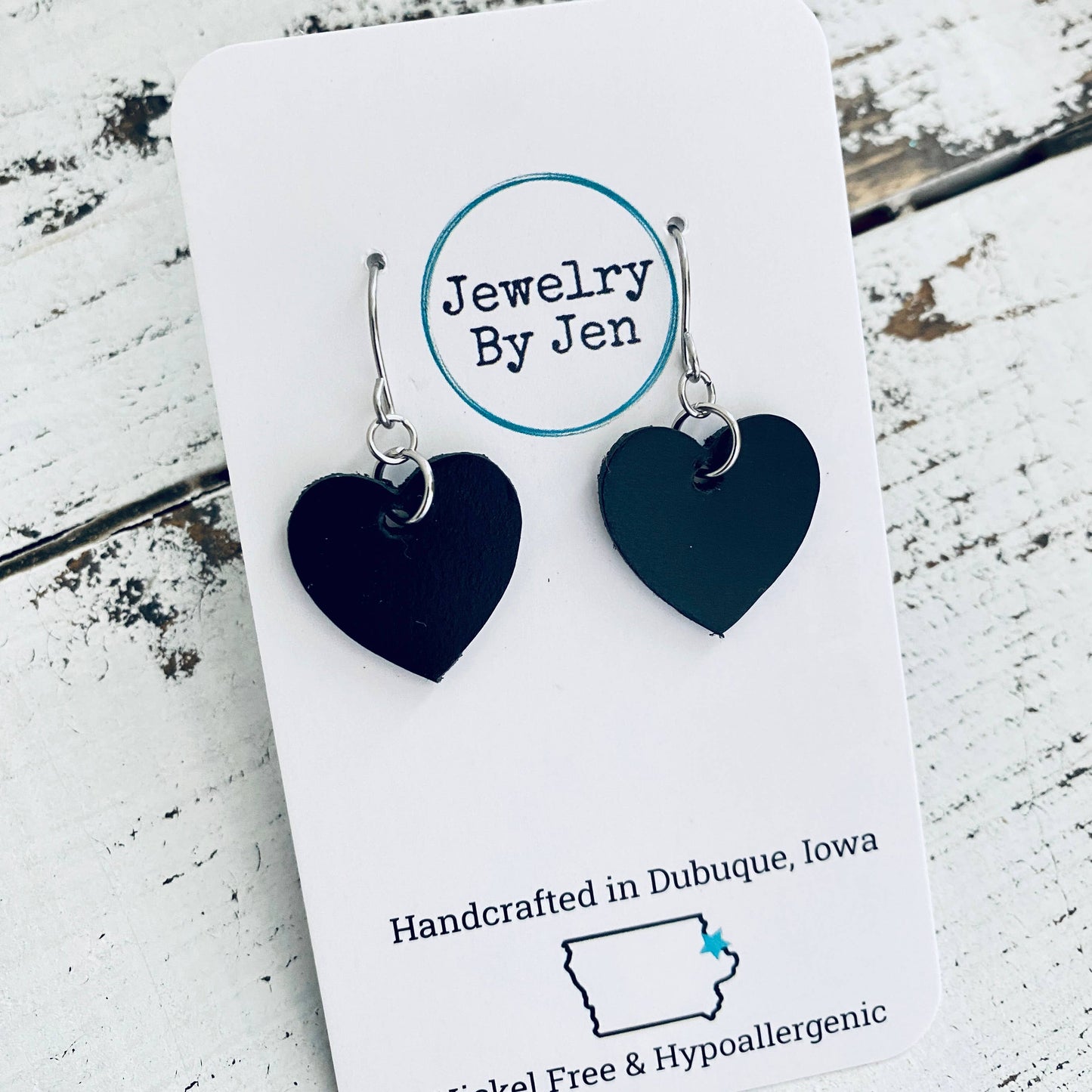 Heart Earrings (Mini): Black