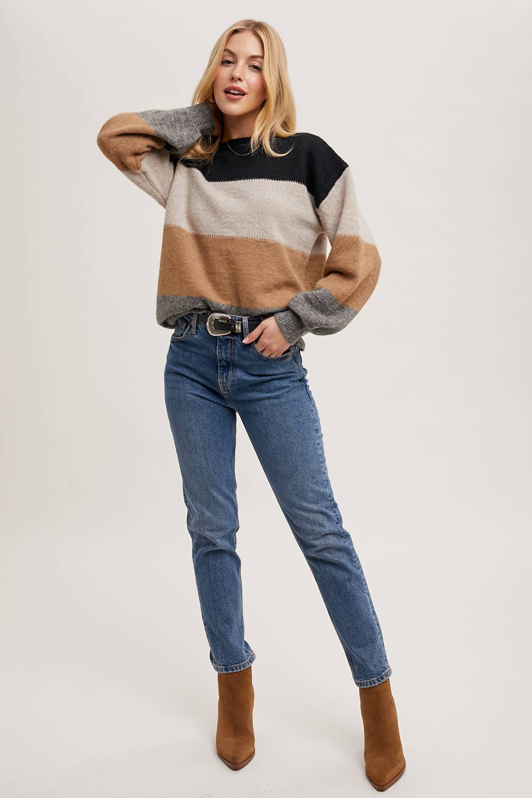 Knit color block sweater