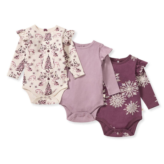 Snowflakes & Woodland Story Baby Bodysuits - 3 Pack
