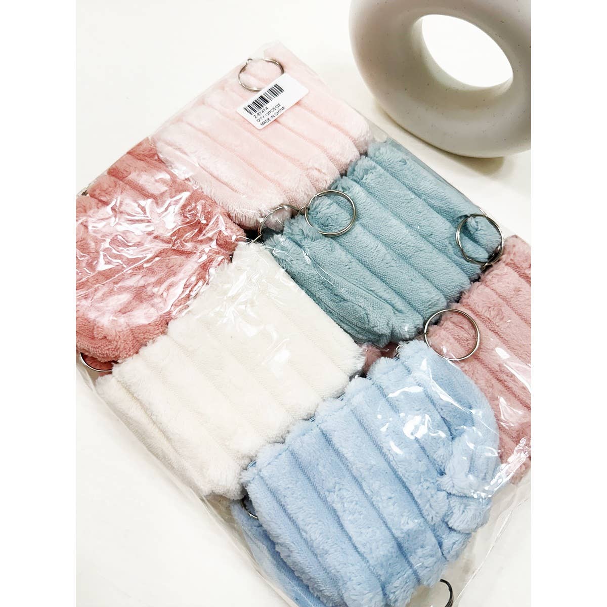 Embossed Faux Fur Coin Purse with Key Ring