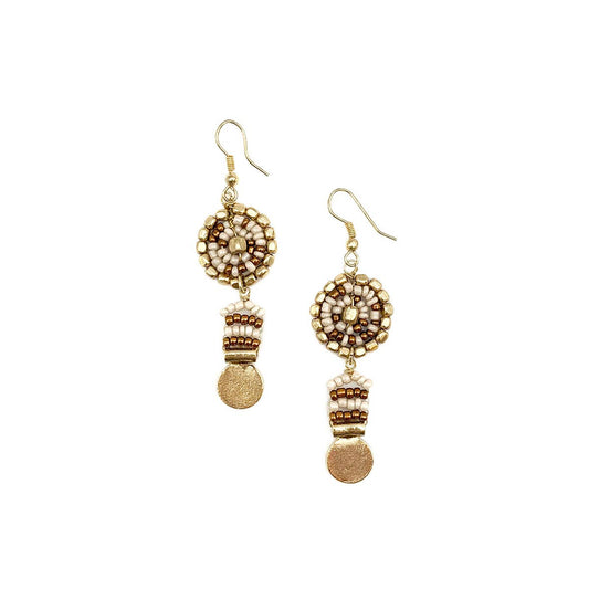 Bead & Gold Disc earrings