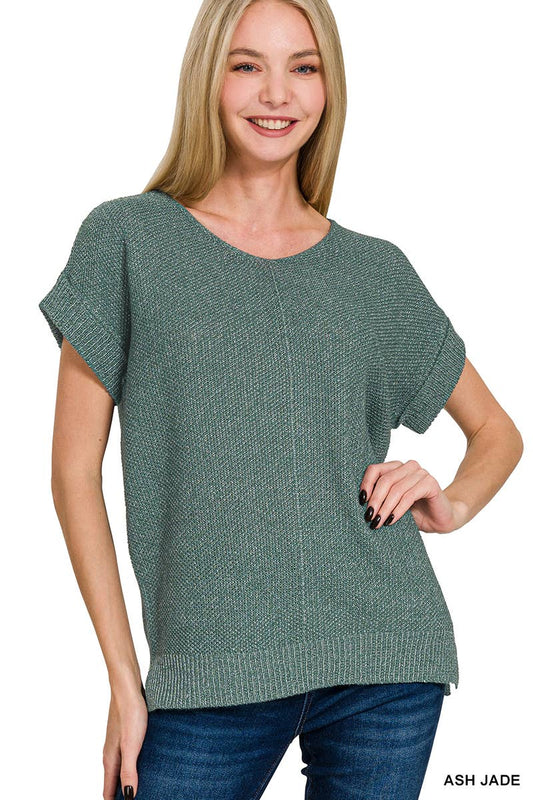 Ash jade Center Seam Short Sleeve top