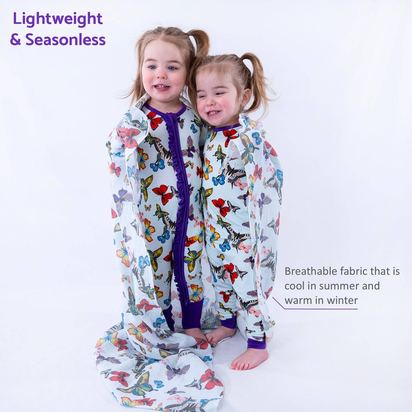 Butterfly Away Ruffle Zipper One Piece Pajama
