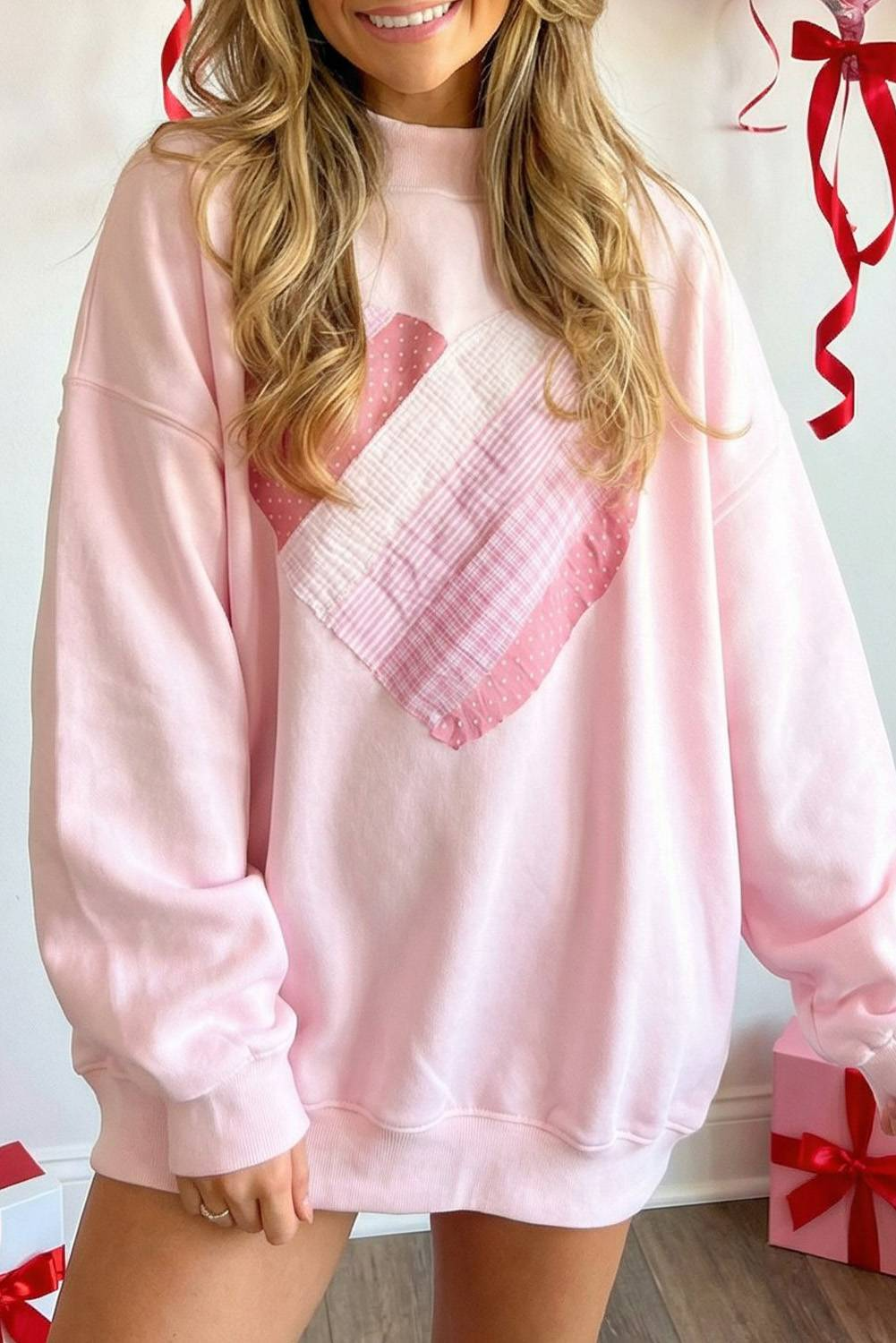 Sweetheart Patchwork Mockneck Sweatshirt