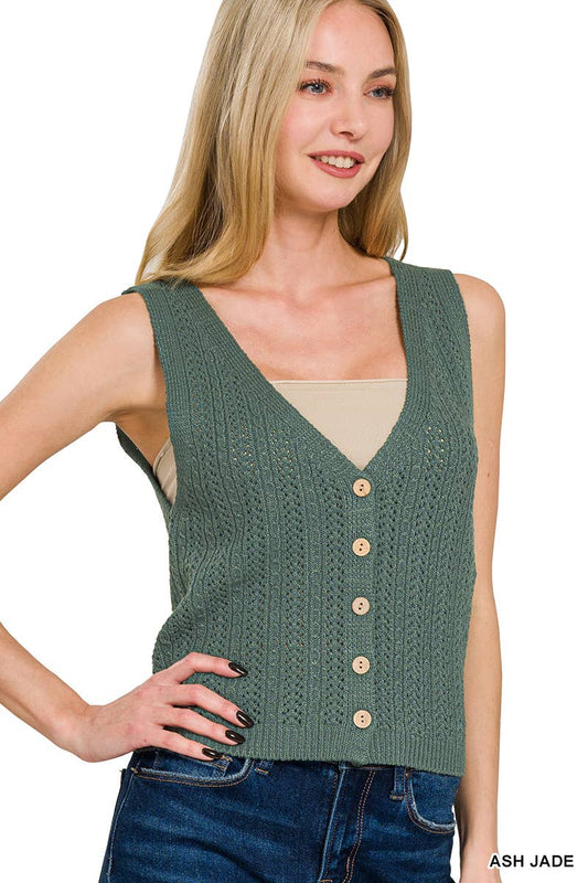 Ash Jade Button Down Sweater Vest