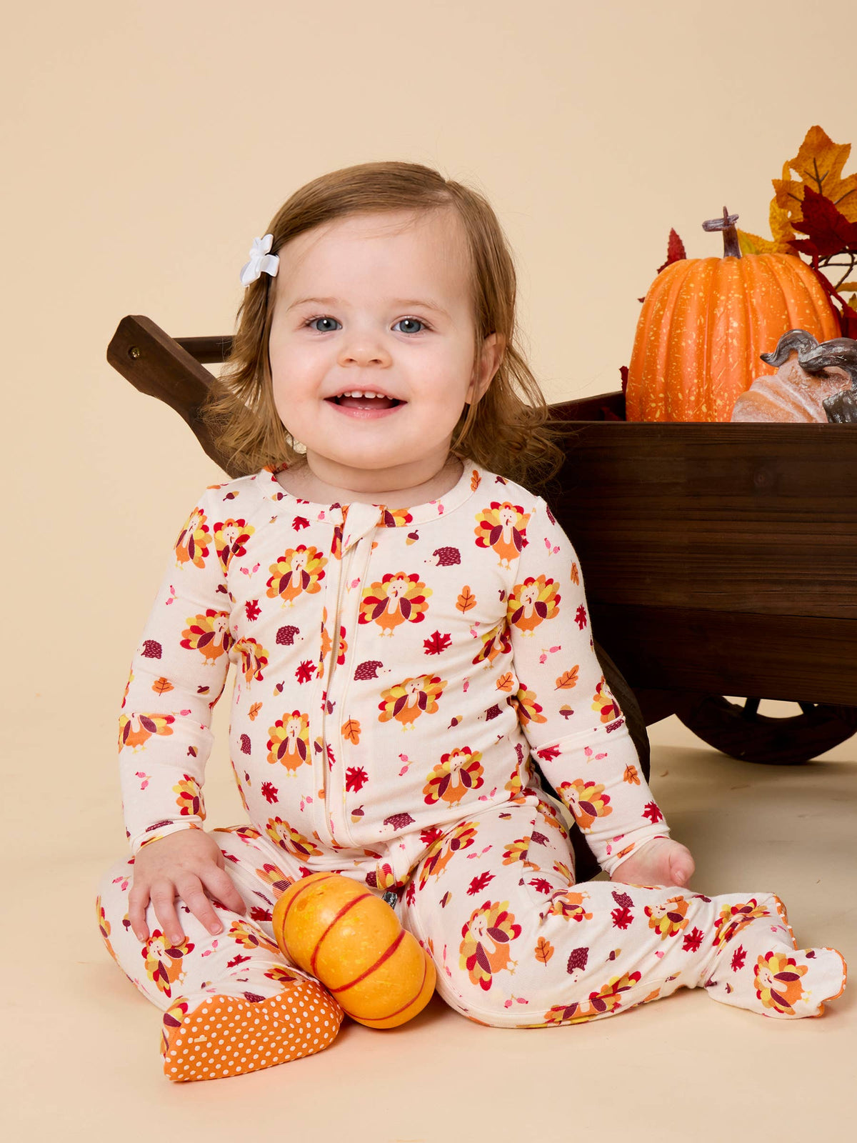 Baby Bamboo Viscose Thanksgiving Turkey Gobble Footed One Piece Pajama