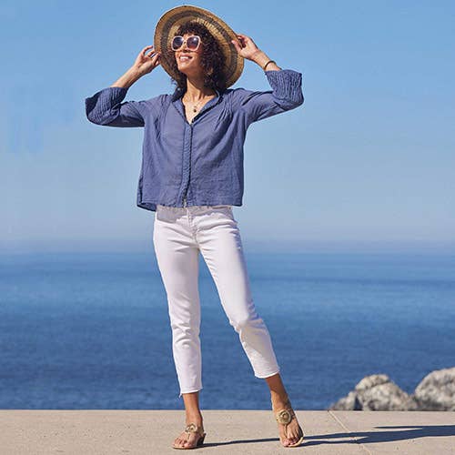 Lightweight Navy Cotton Blouse