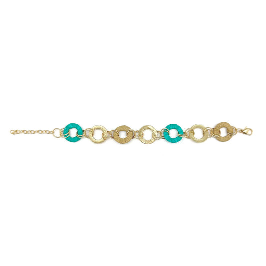 Sachi - Teal and Beige Small Rings bracelet