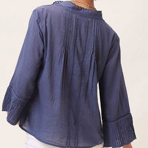 Lightweight Navy Cotton Blouse