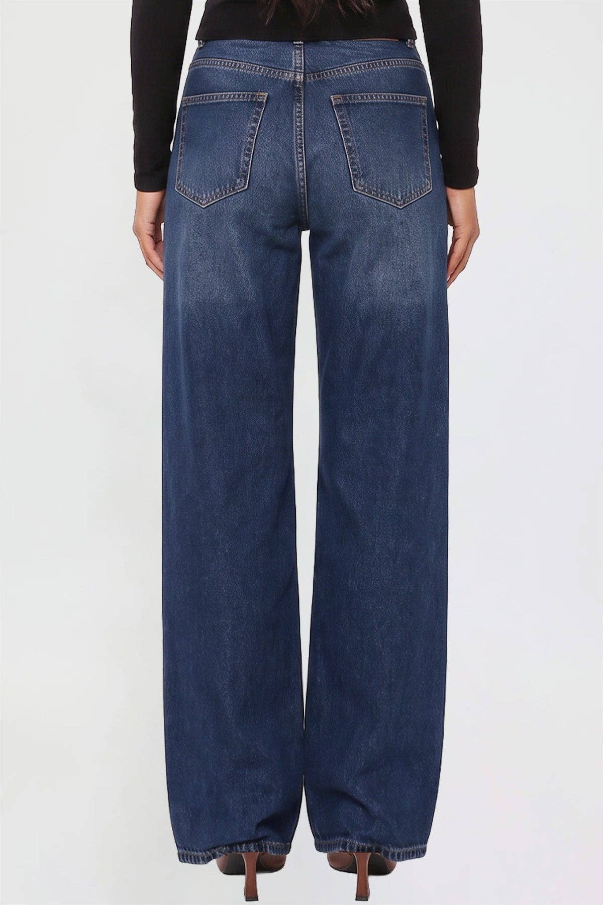 Hazel High Rise Belted Wide Leg Jeans
