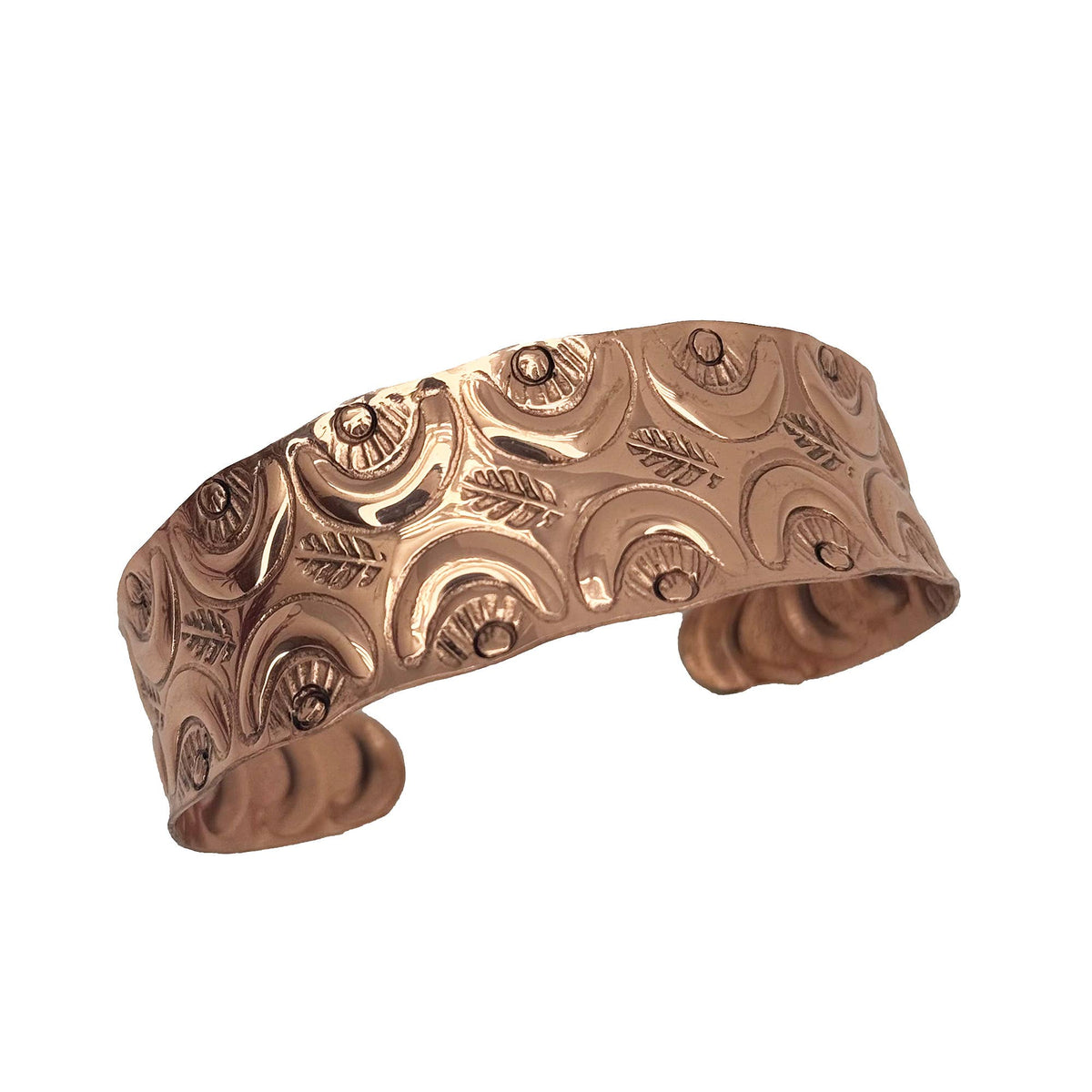 Moon Pattern Copper Cuff- Handcrafted Textured