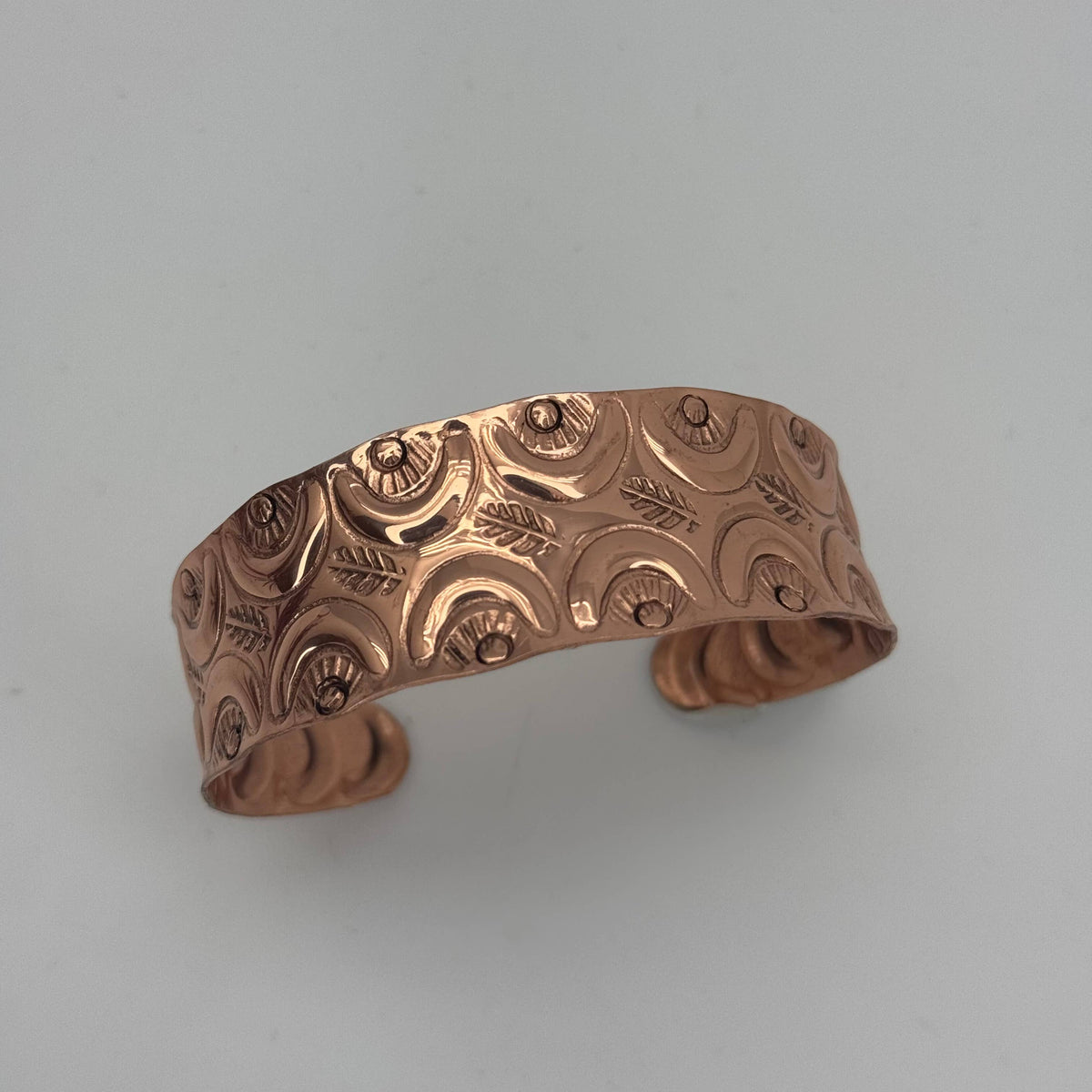 Moon Pattern Copper Cuff- Handcrafted Textured
