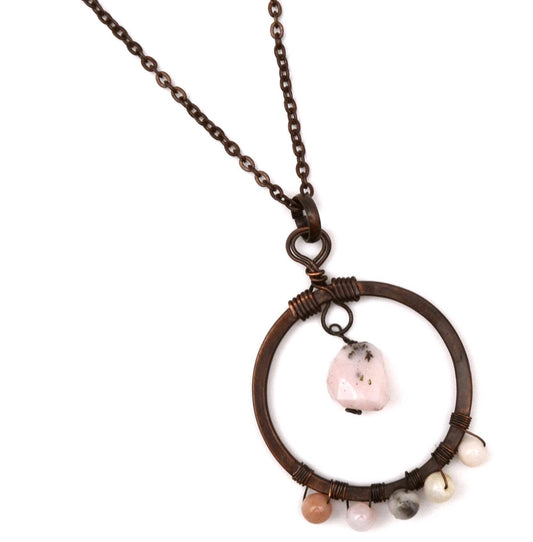 Banjara Pink Opal Copper Ring Necklace
