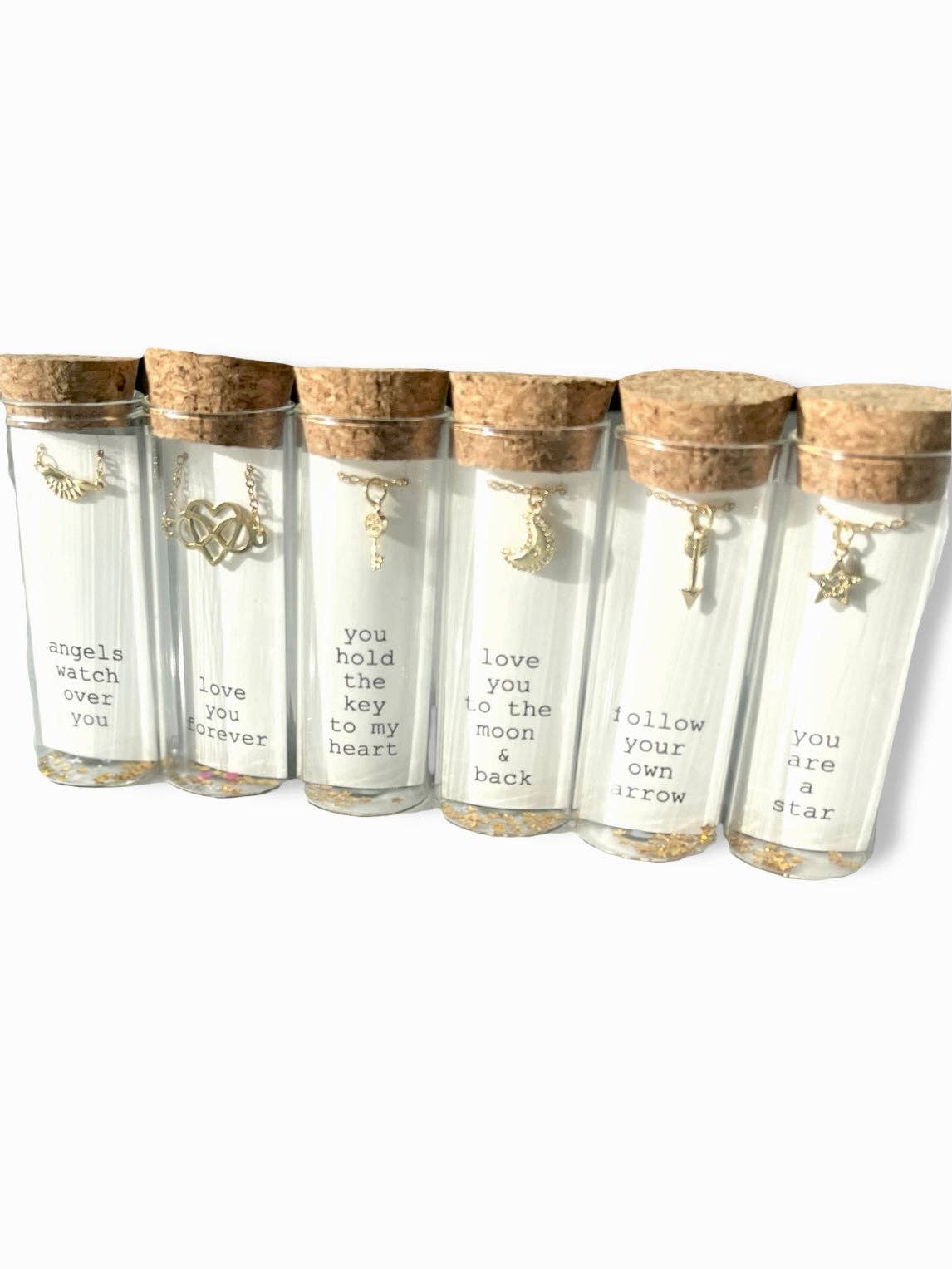 Charm necklace - in glass vials
