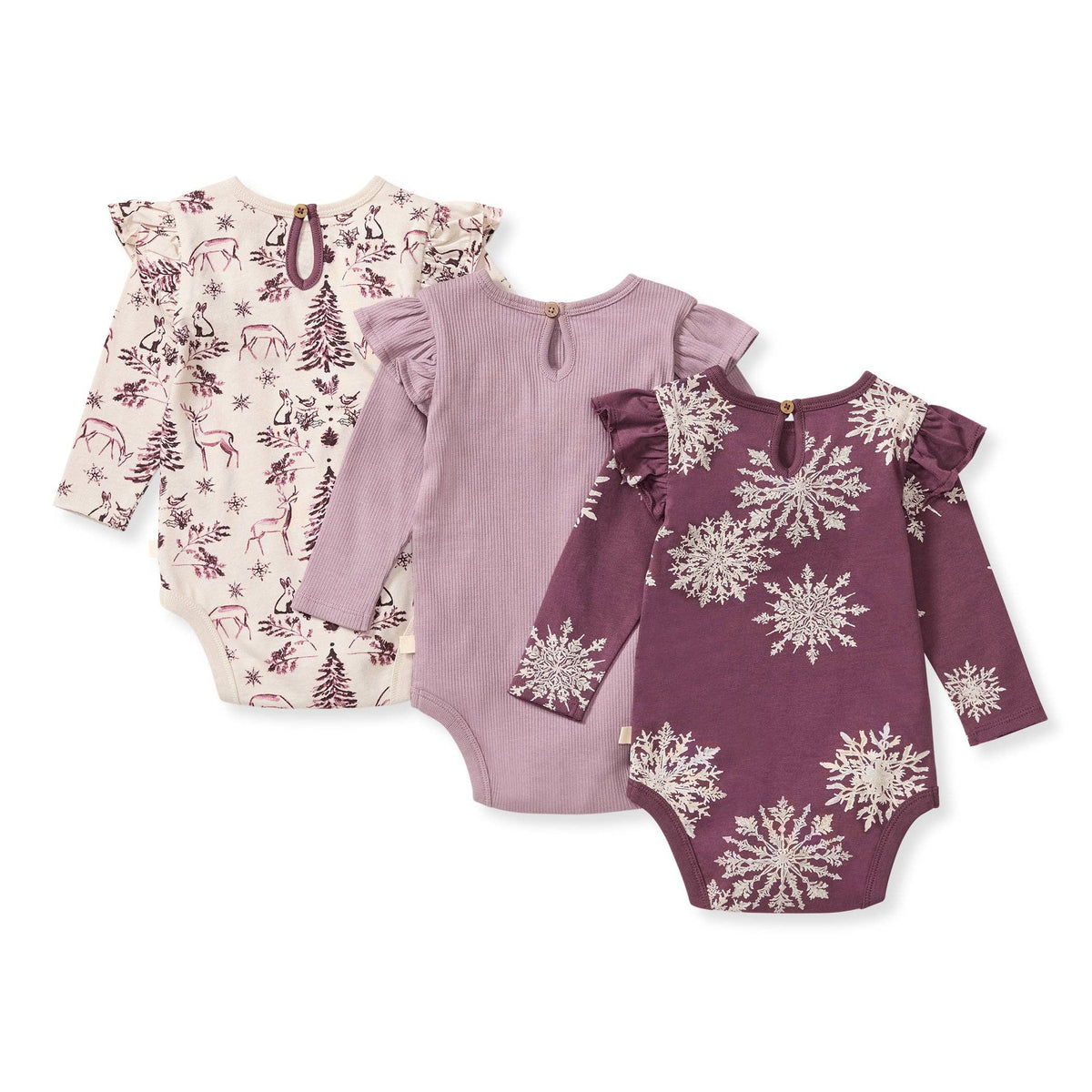Snowflakes & Woodland Story Baby Bodysuits - 3 Pack