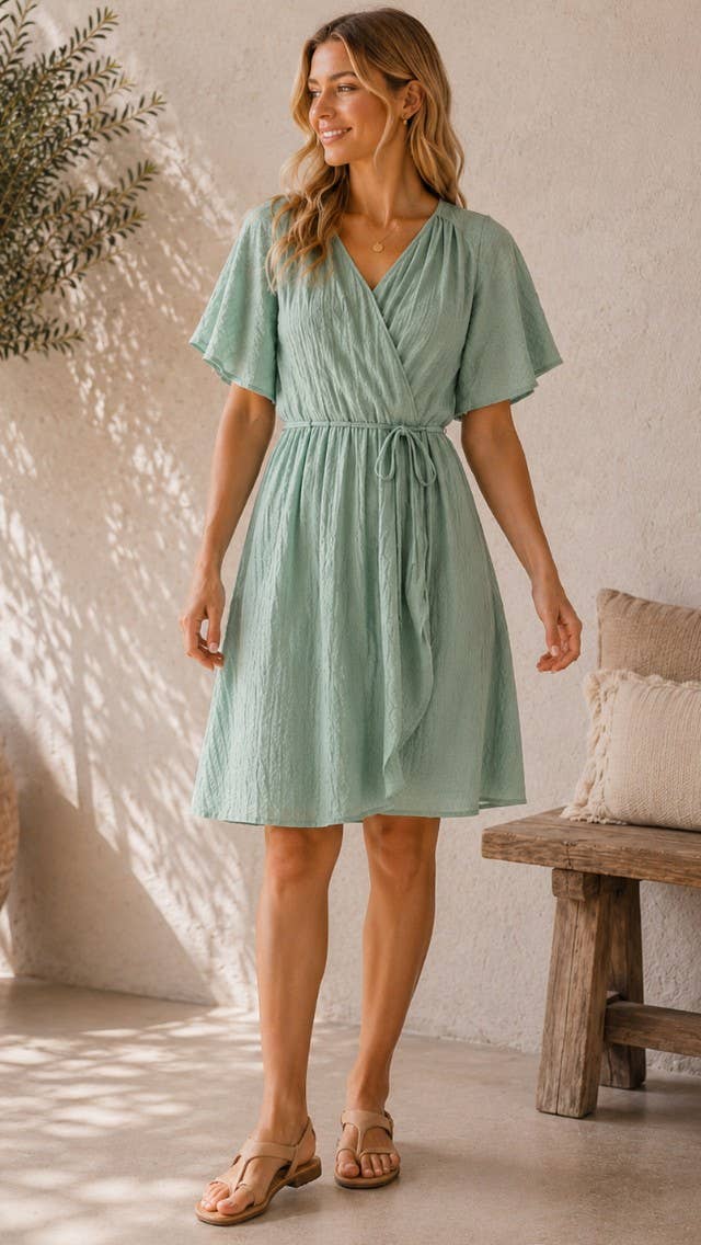 Mint green wrap dress