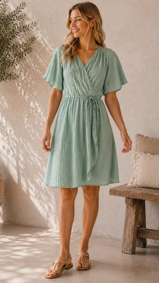 Mint green wrap dress