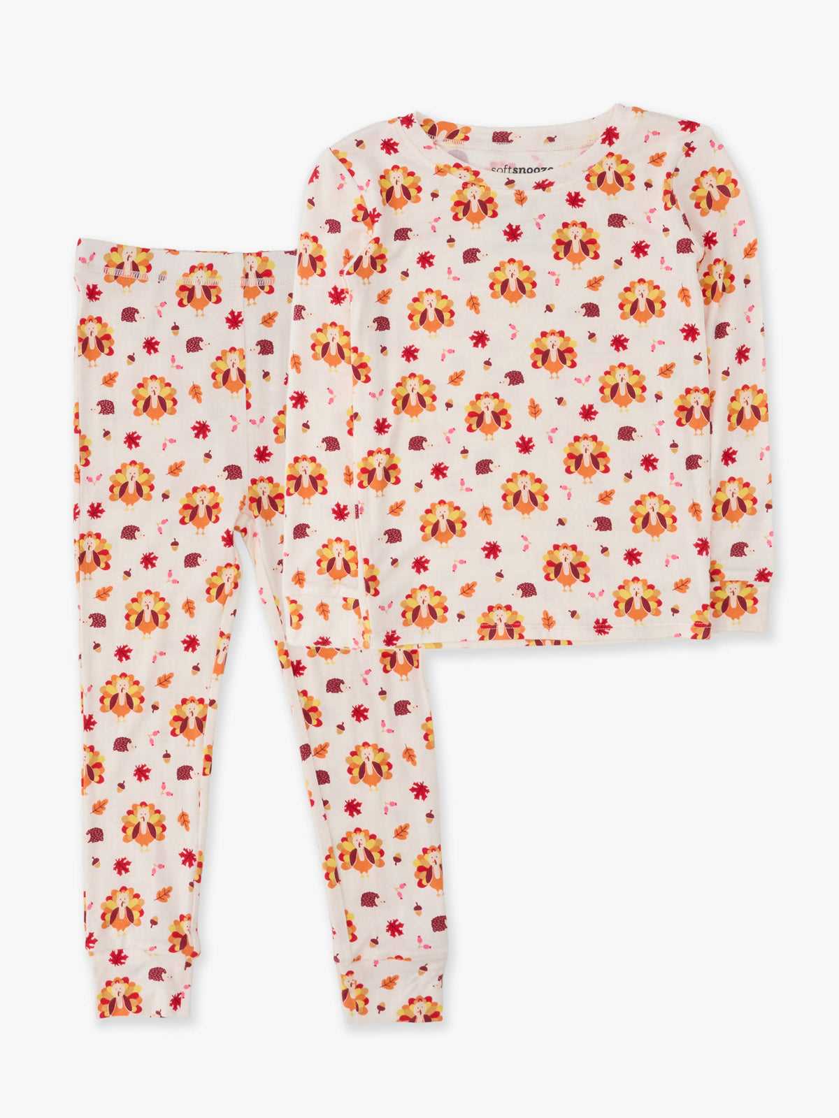 Kids Bamboo Viscose Thanksgiving Turkey Gobble Long Sleeve Pajama Set