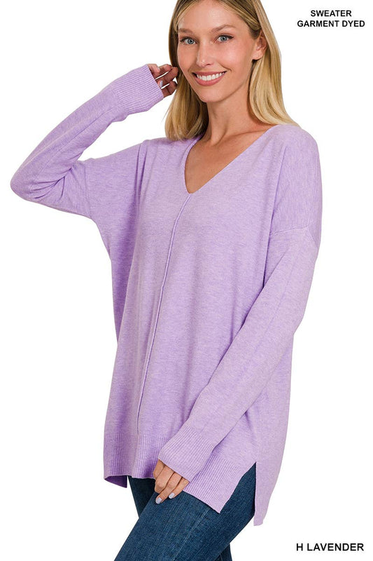 Lavender front seam sweater