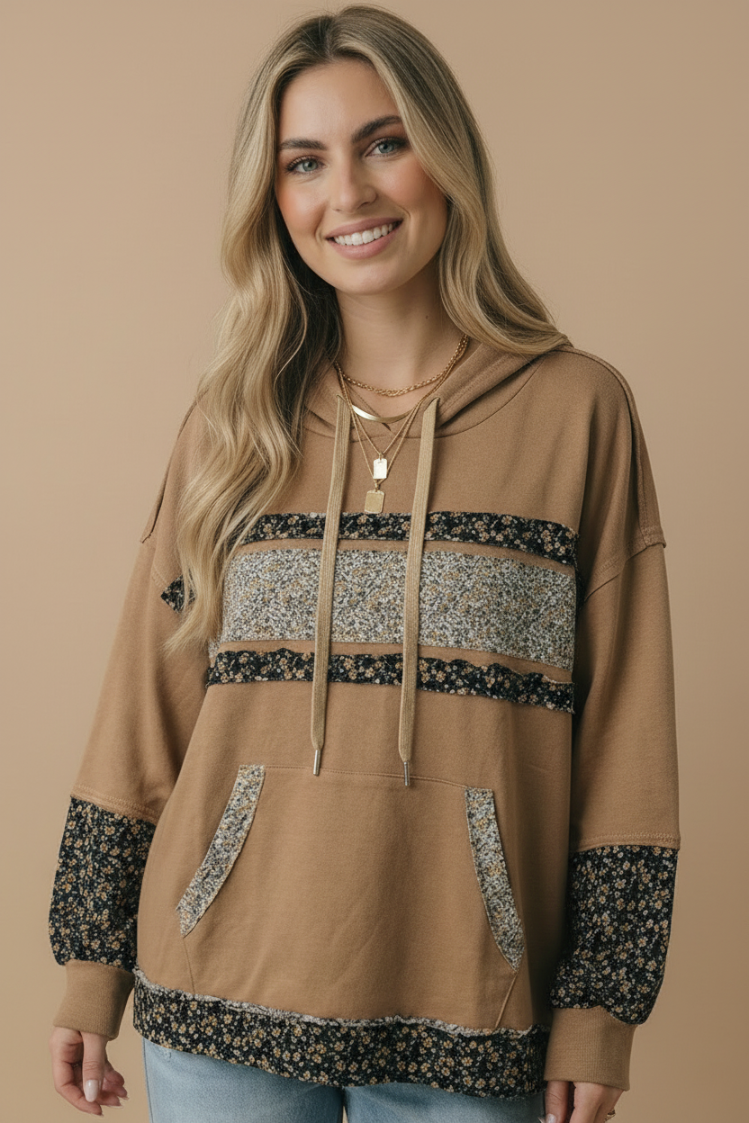 Carmel Floral Color Block Pullover top