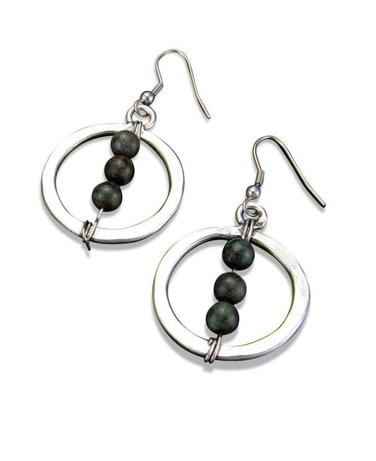 Antique Silver with Azurite Jasper earrings