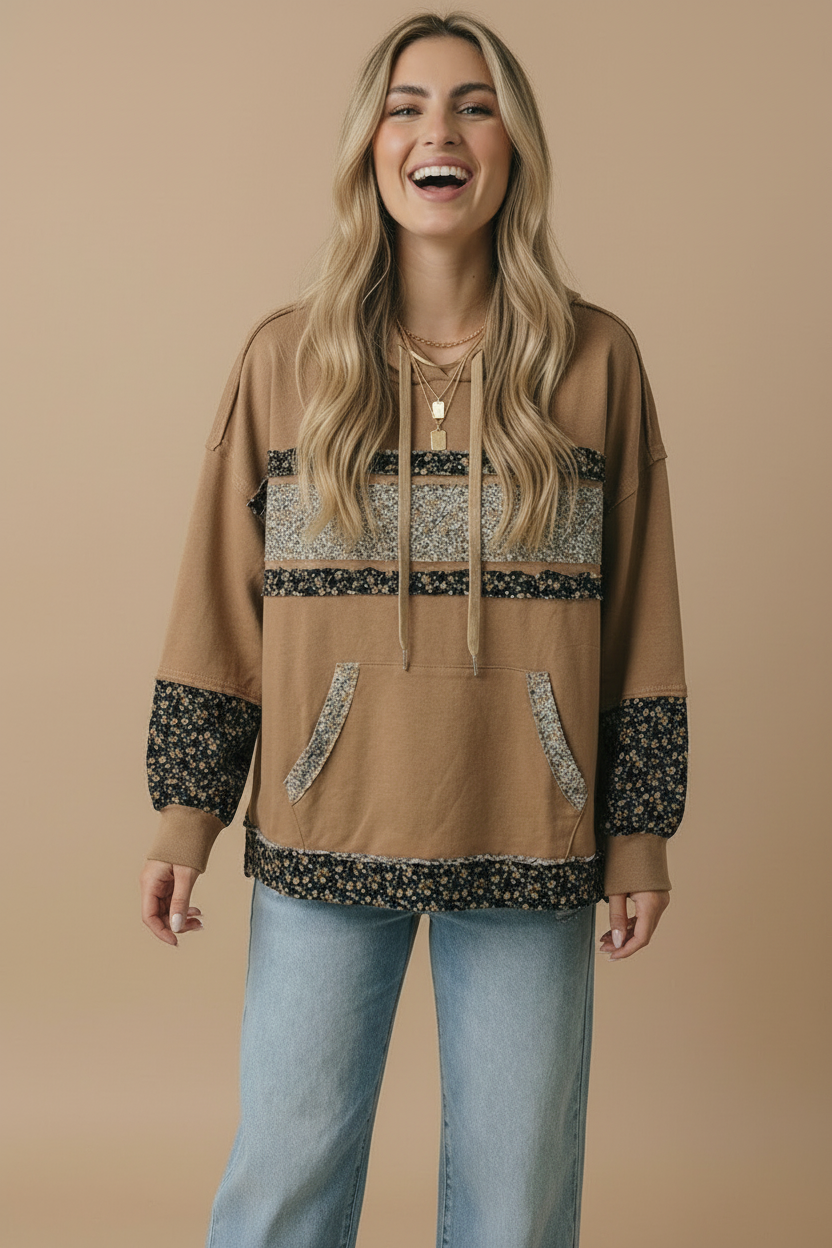 Carmel Floral Color Block Pullover top