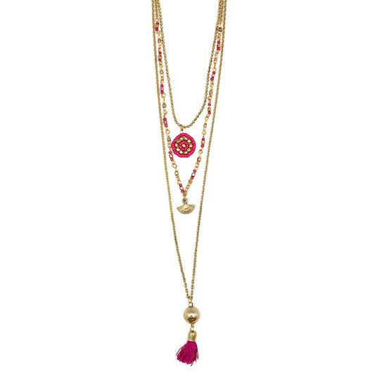 3 Layer with Small Charms necklace