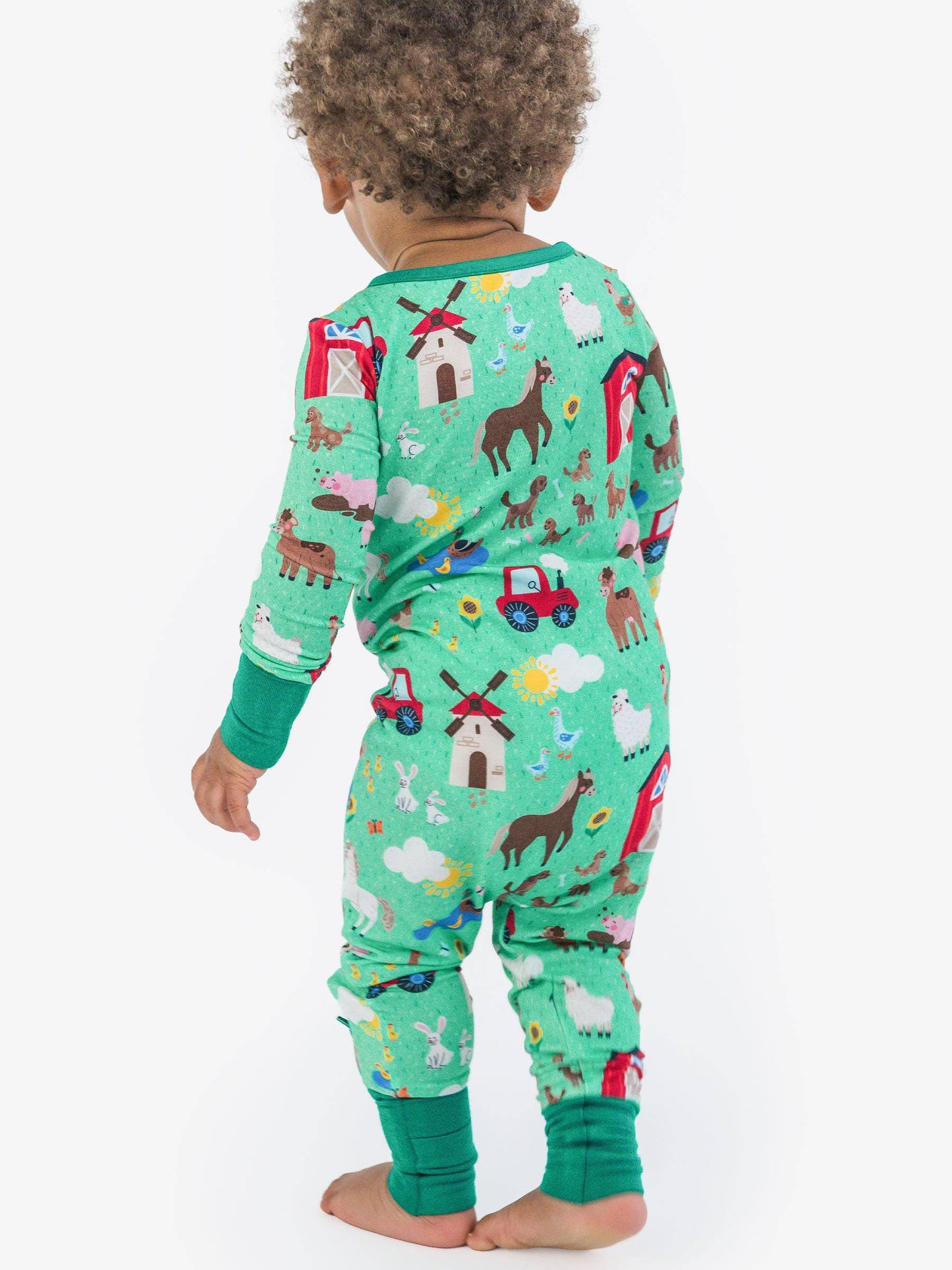 Boys Farm Friends Convertible One Piece Footie Pajama
