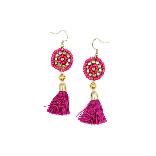 Sachi Earrings - Disc and Tassel