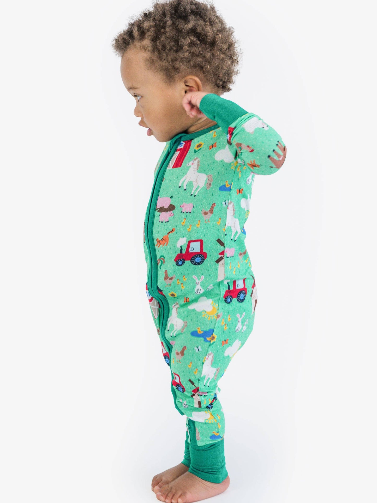 Boys Farm Friends Convertible One Piece Footie Pajama