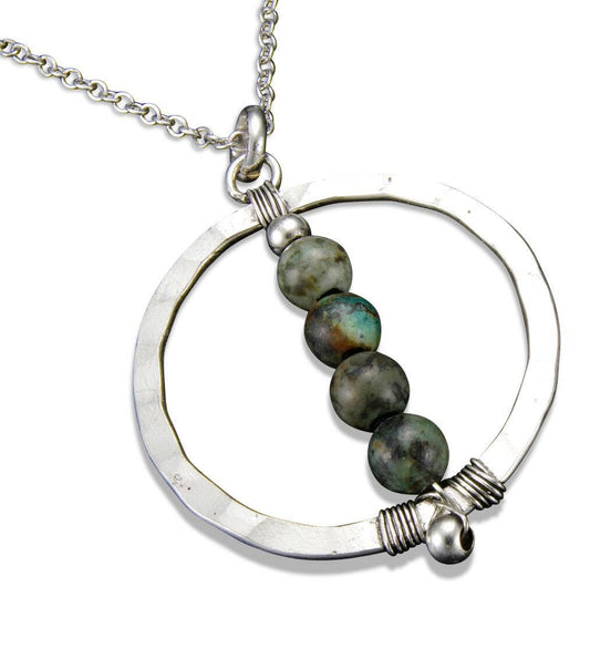 Antique Silver with Azurite Jasper necklace