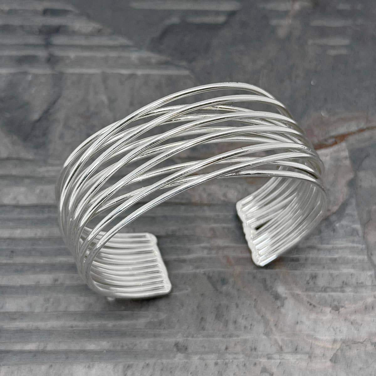 Ripple Flow Silver Cuff Bracelet