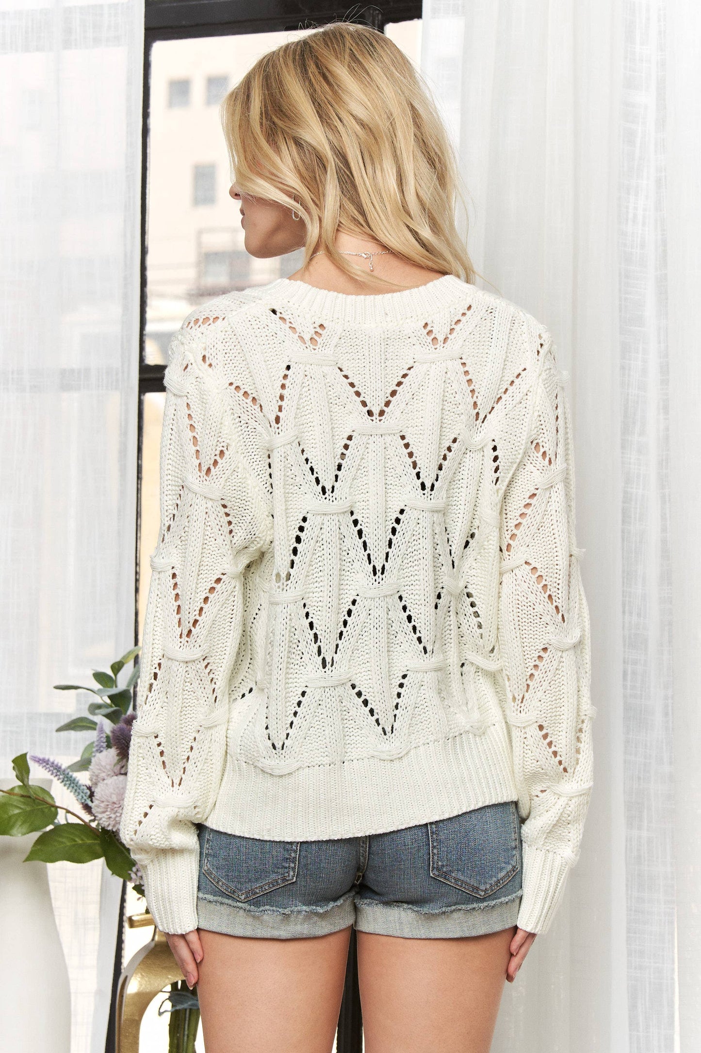 Khaki textured knit sweater