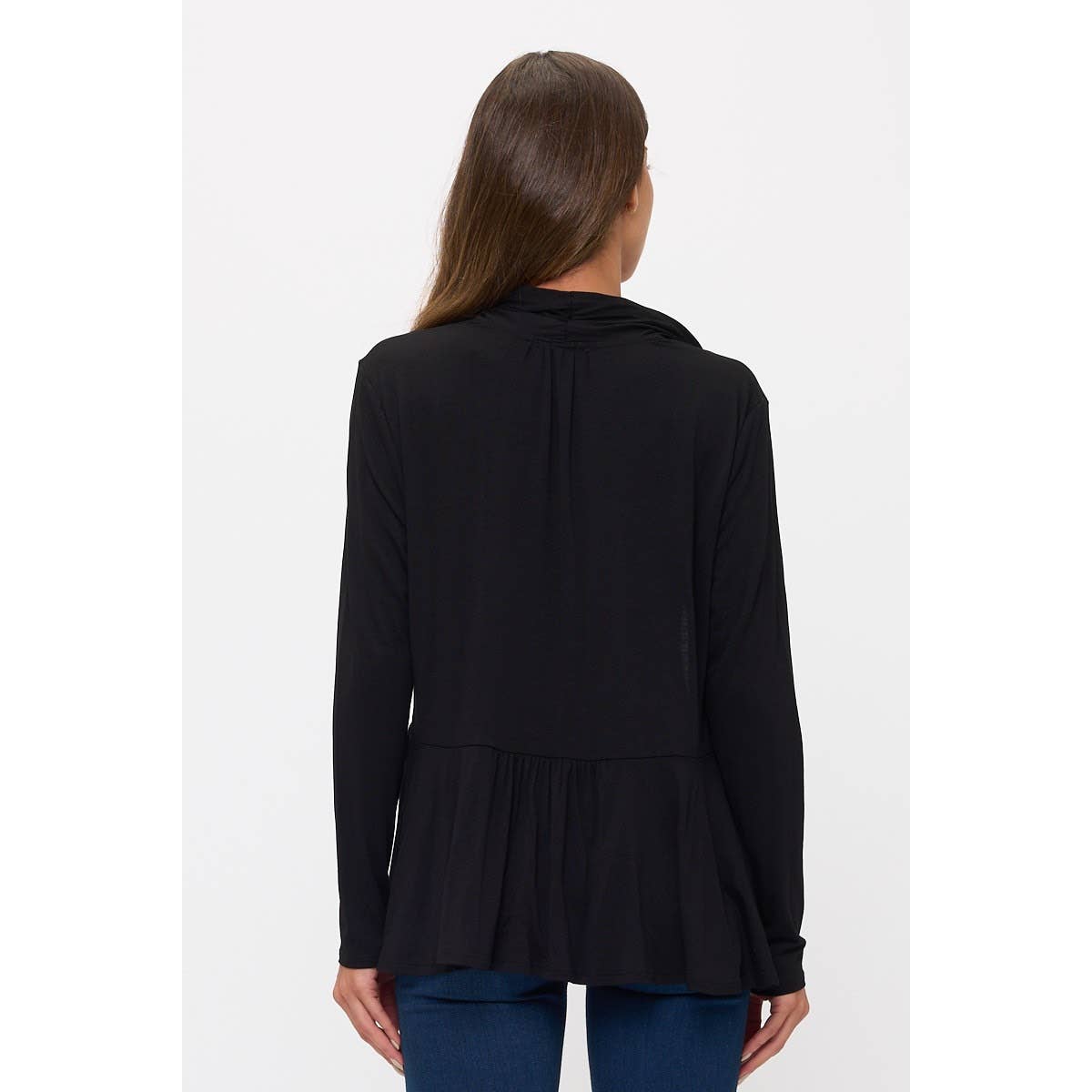 Black Open front high-low cardigan