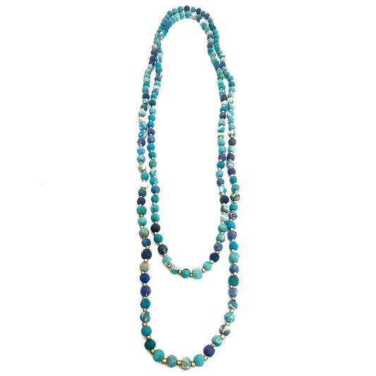 Aasha Aqua Layered Beaded Necklace