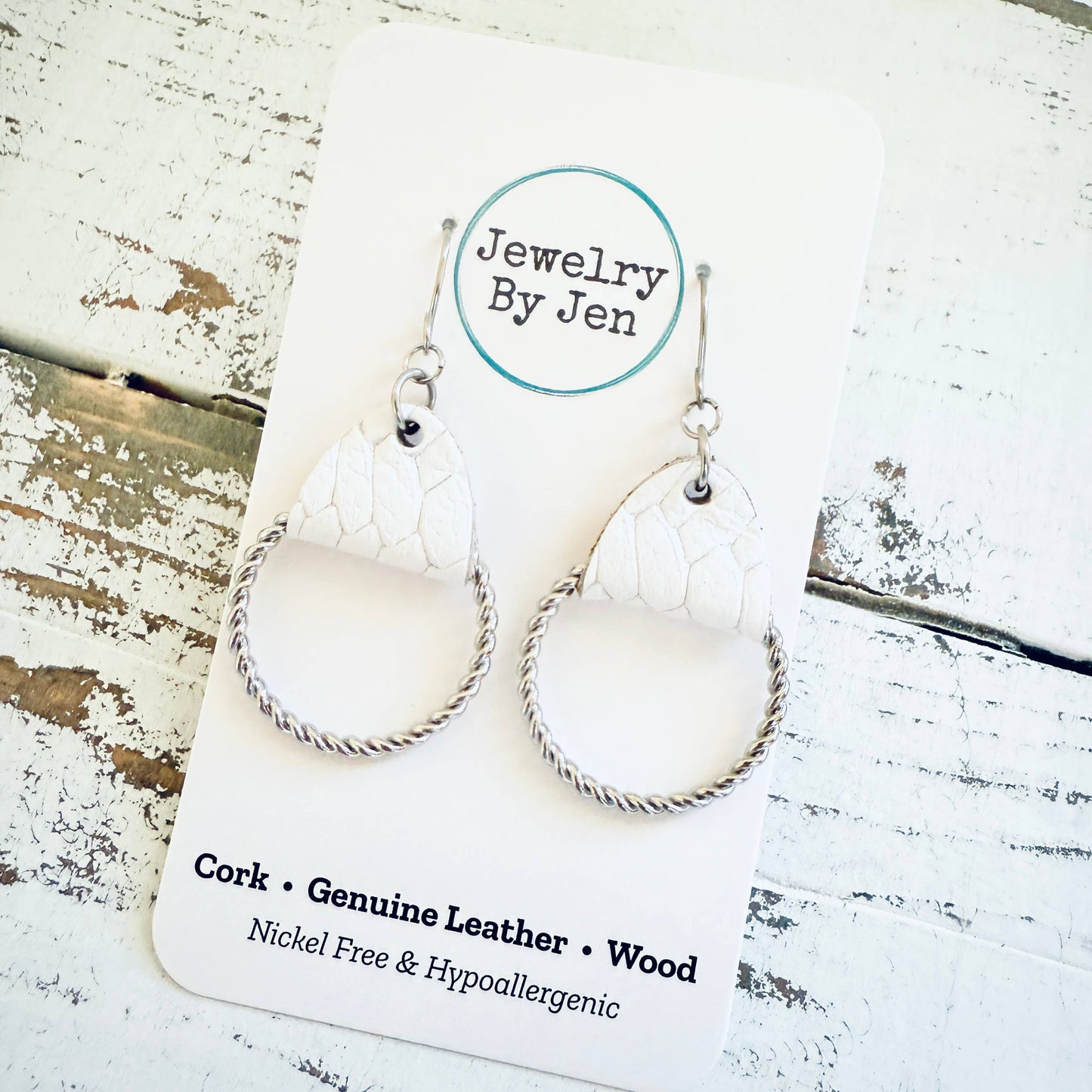 White Braided- Twisted Hoop Earrings