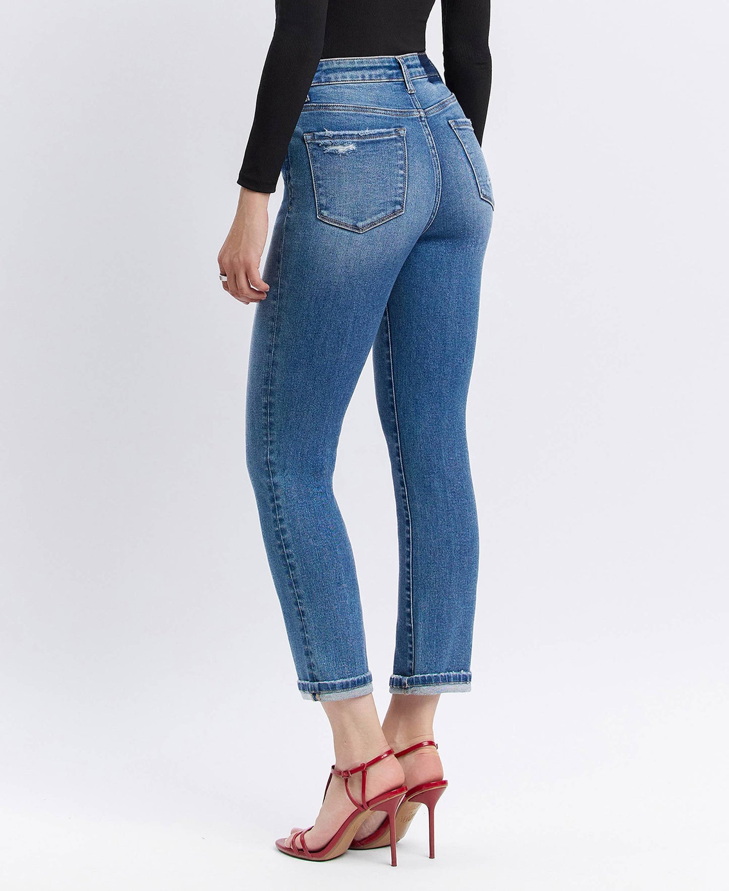 High Rise cuffed crop slim straight Vervet jeans