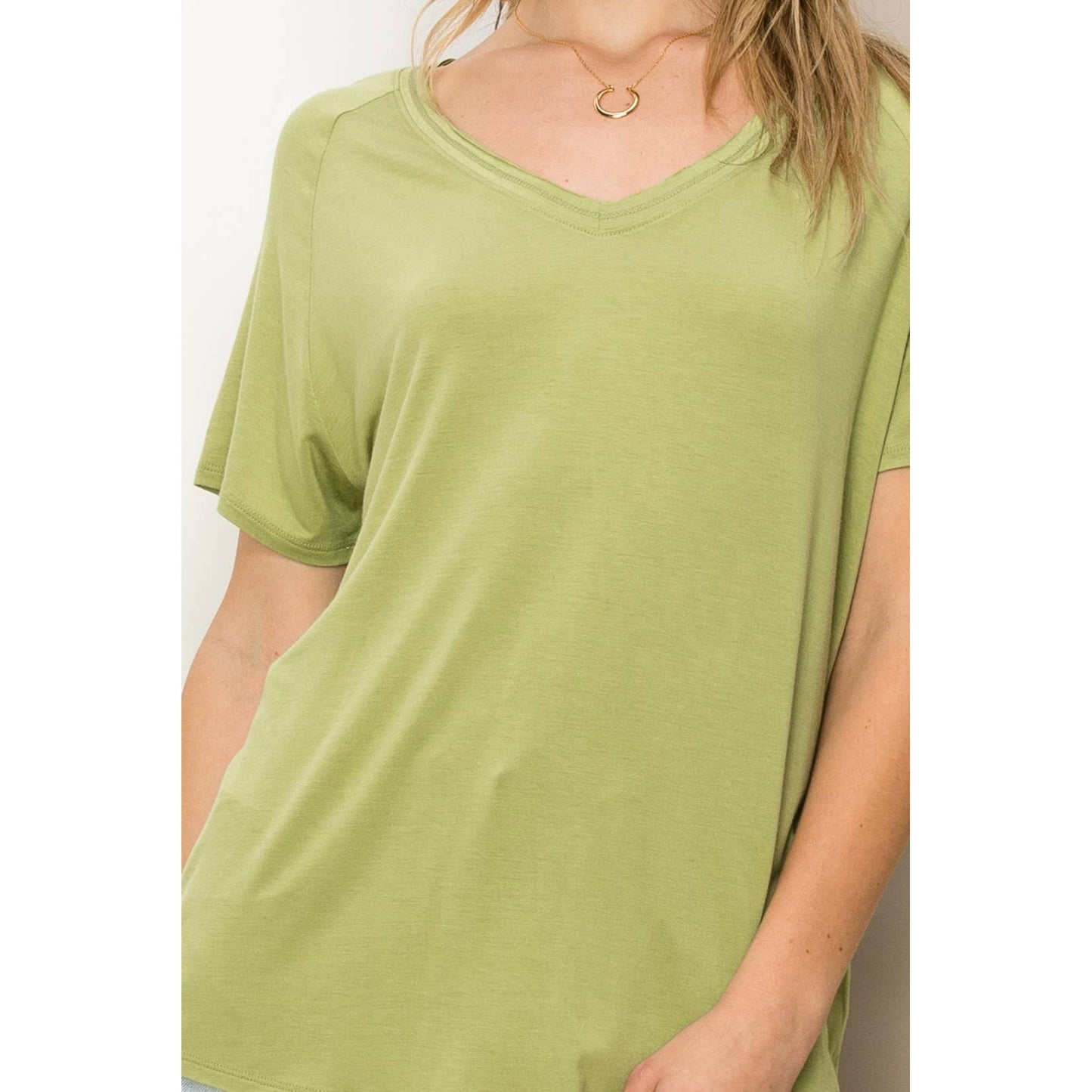 Pale olive Oversized V-Neck Tee