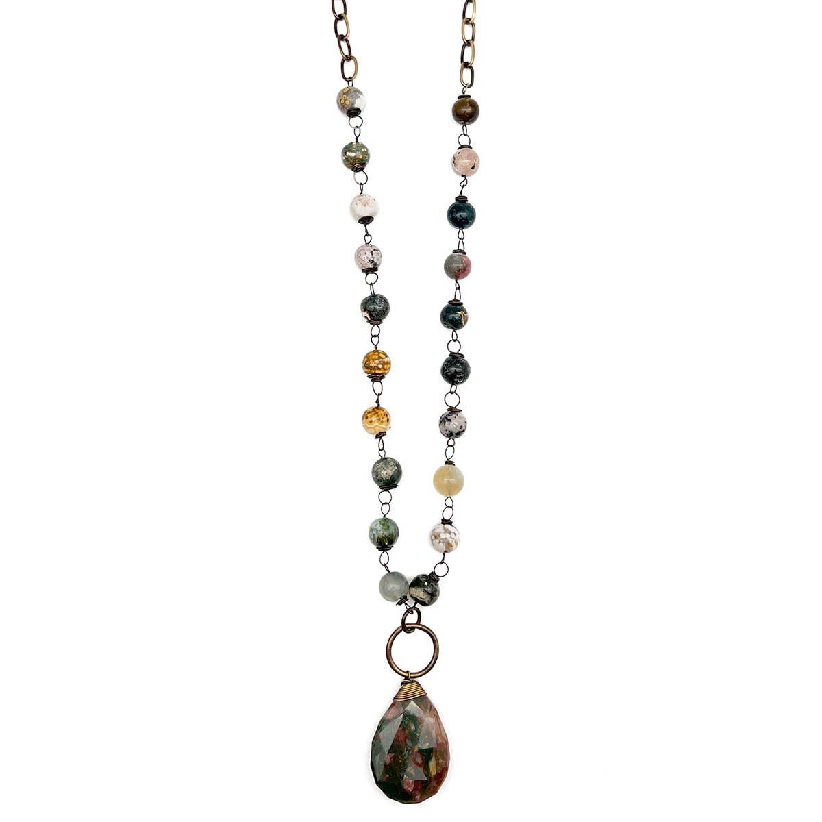 Agate & Bloodstone-Semi-Precious Stone Necklace