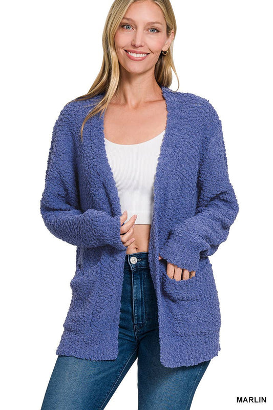 Marlin Popcorn Sweater Cardigan w/Pockets