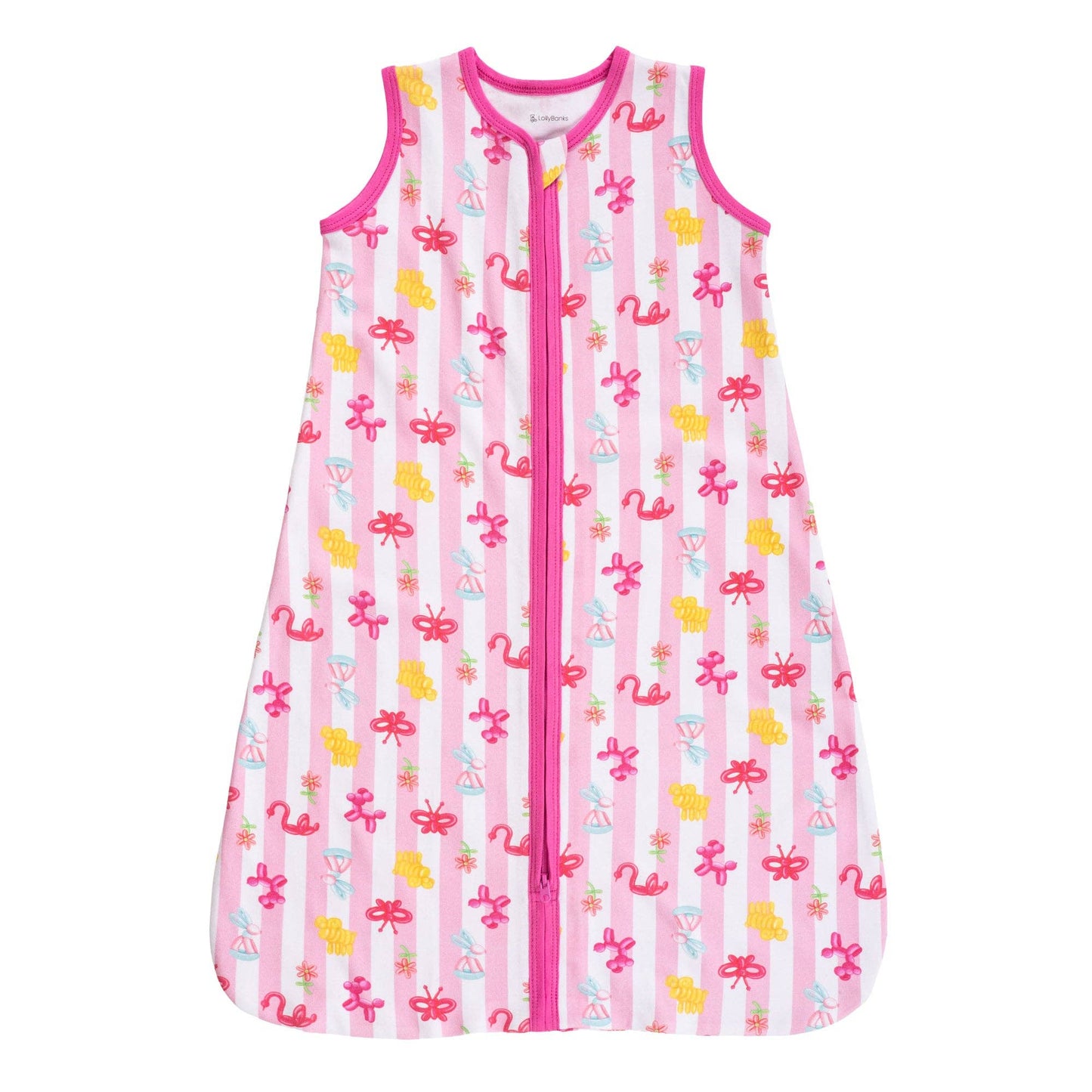Pink Balloon Animal Organic Cotton Sleep Sack 0.5 TOG