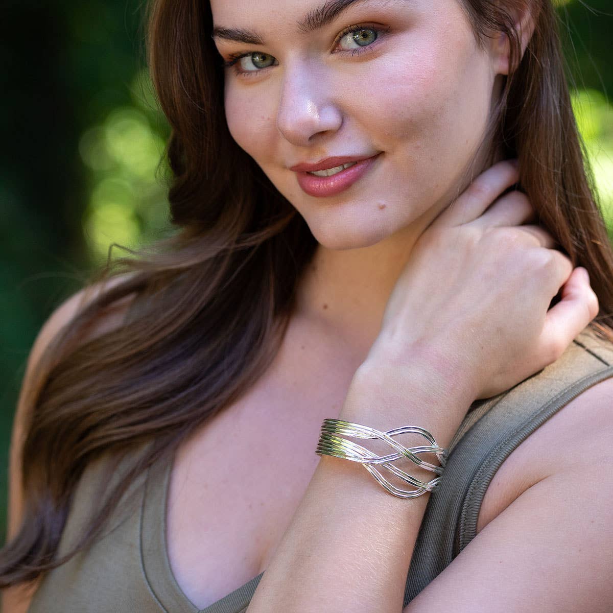 Woven Stream Silver Cuff Bracelet