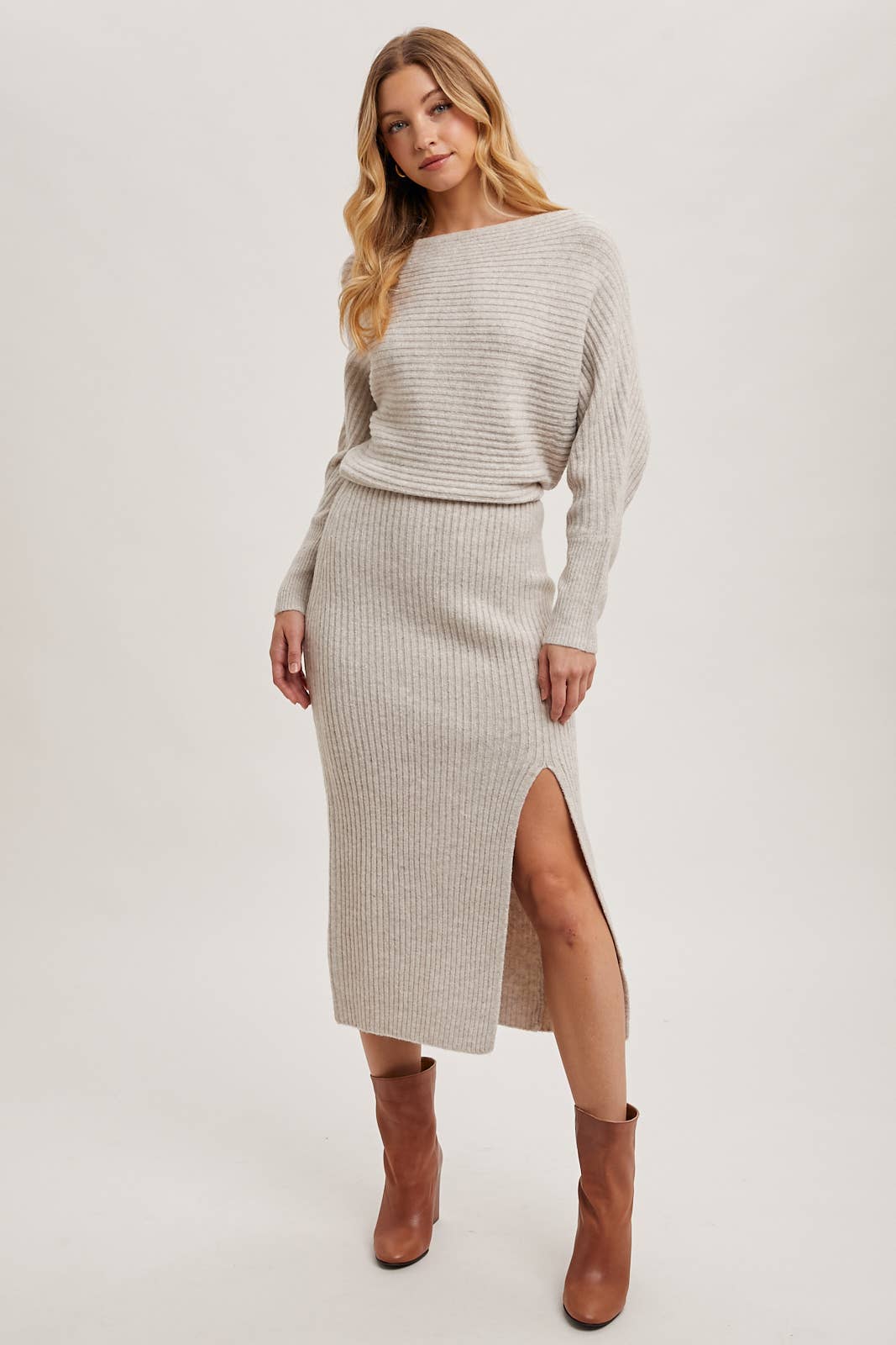 Knit midi sweater dress