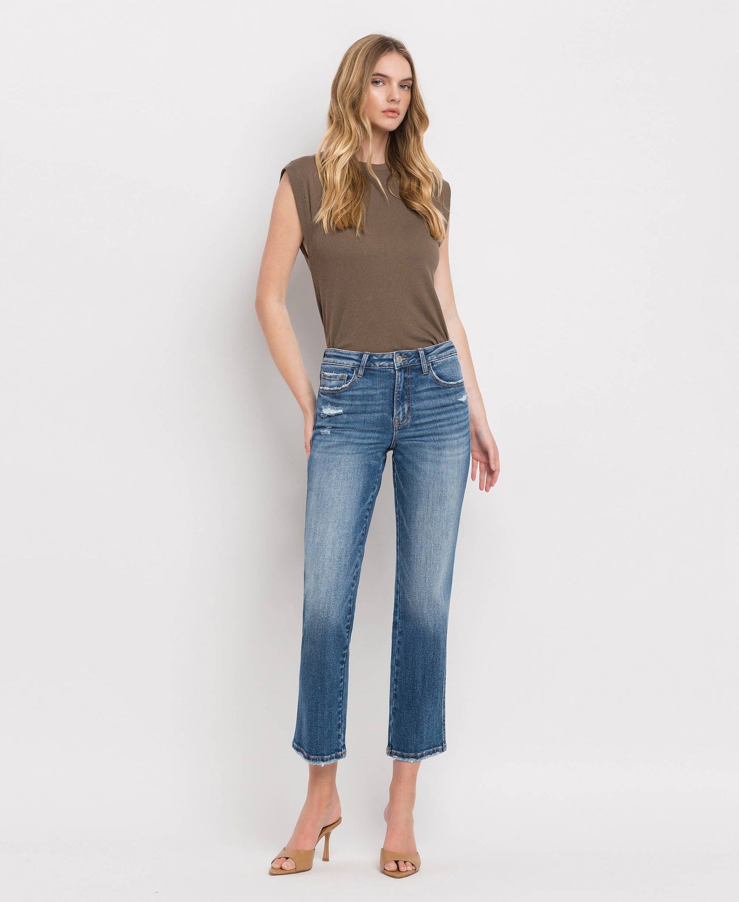 Vervet High rise crop straight jean
