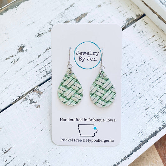 Menthol Green Basketweave earrings