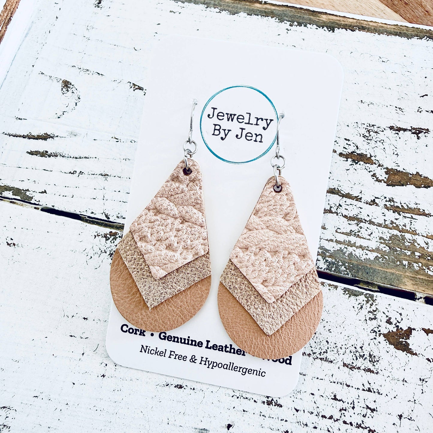 Triple Stacked Teardrop Earrings: Shades of Blush